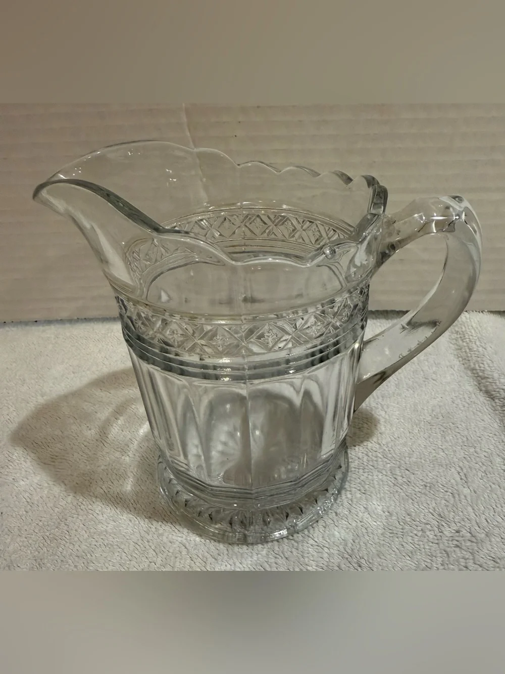 Clear Glass Pitcher / Creamer Scalloped Rim 5